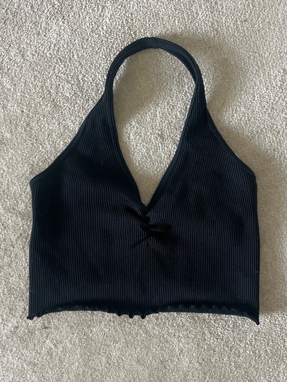Gilly Hicks Black Ribbed Halter Crop Top - Women's